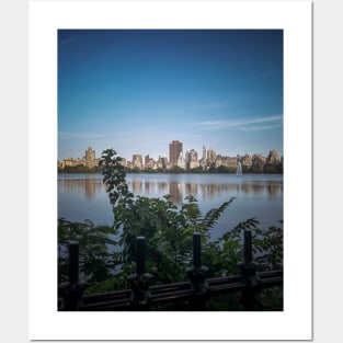 Central Park Lake Manhattan Skyline NYC Posters and Art